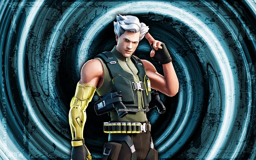 Tek, blue grunge background, Fortnite, vortex, Fortnite characters, Tek Skin, Fortnite Battle Royale, Tek Fortnite HD wallpaper