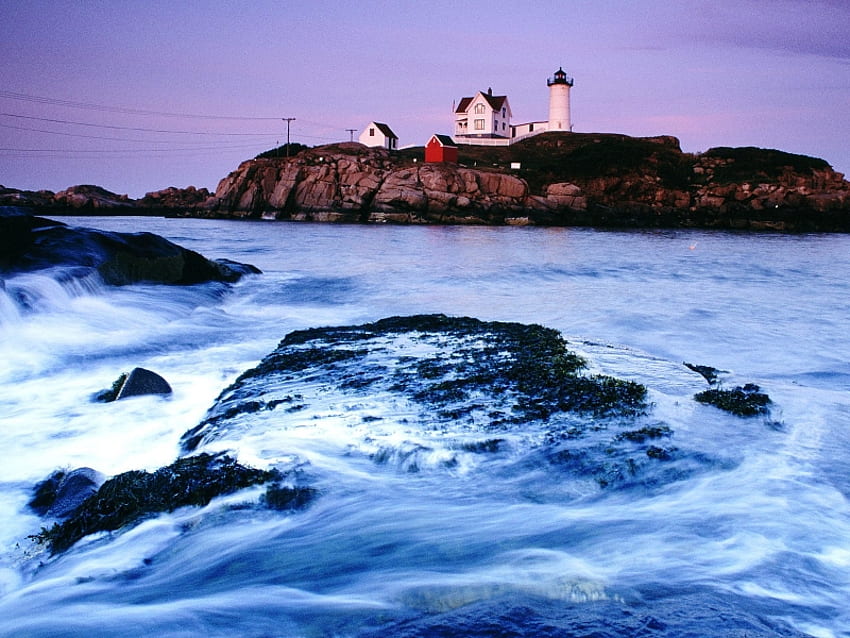 cape neddick maine, lighthouse, scenery, graphy, water, beauty, ocean, beach HD wallpaper