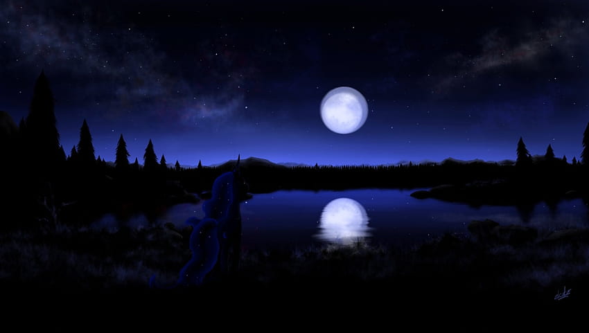 REFLEKSI CAHAYA BULAN, malam, refleksi, bulan, cahaya, bintang Wallpaper HD