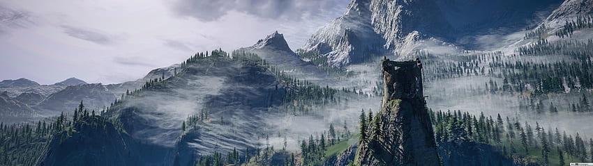 The Witcher 3: Wild Hunt (Extreme Mountains), 7680X2160 Nature HD wallpaper