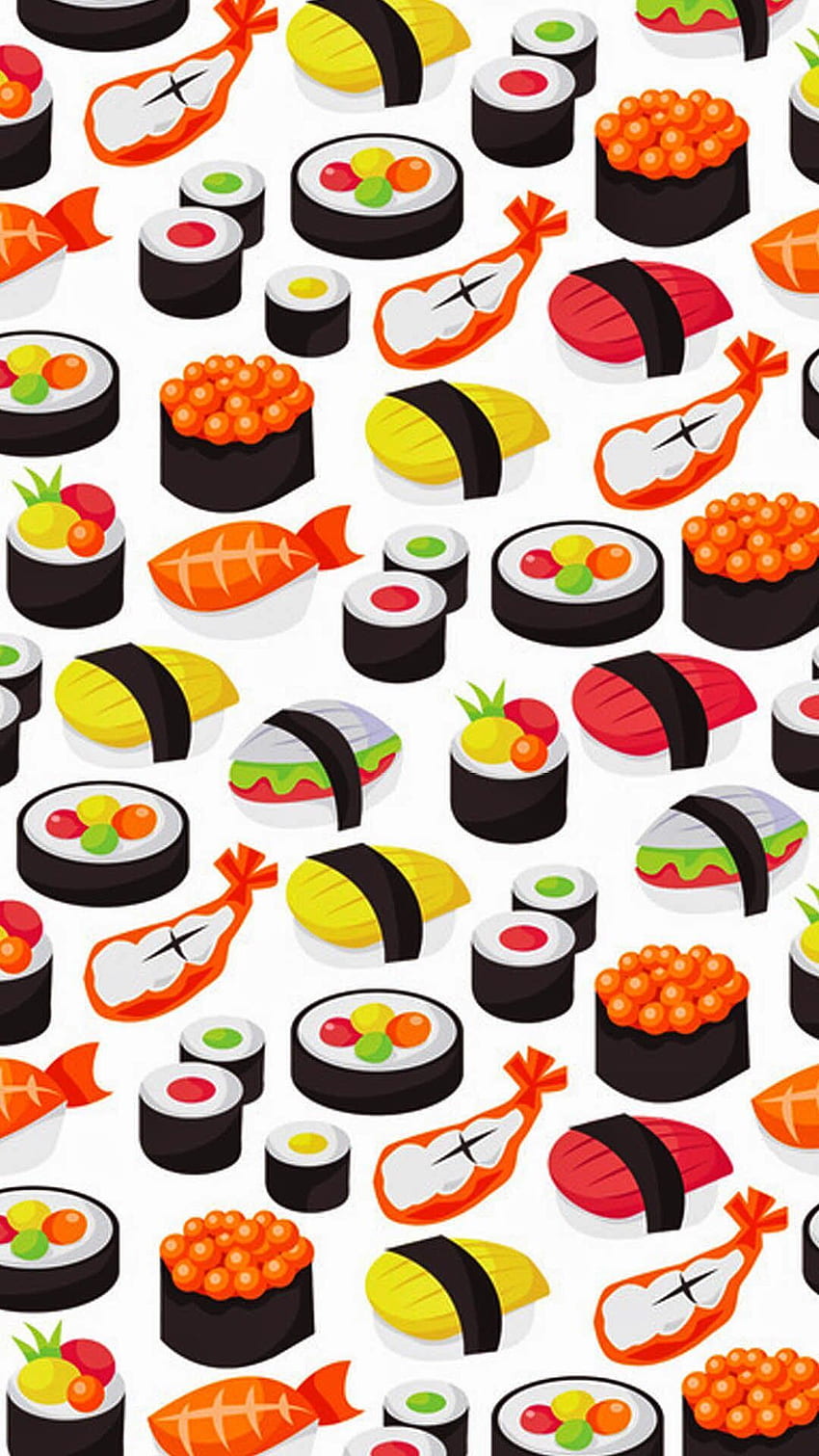 Sushi and seafood print. Comida. Fondos, Fondos de, Cute Sushi HD phone wallpaper