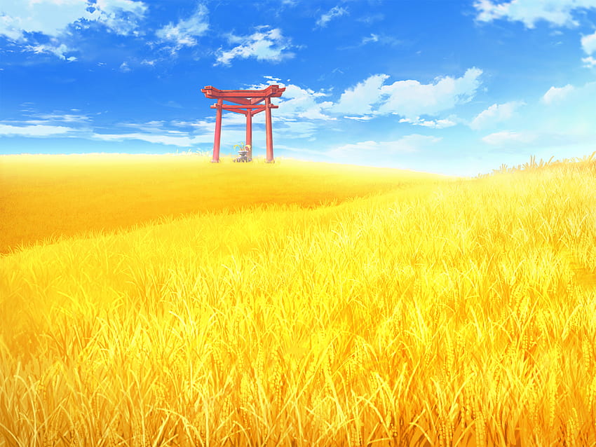Love Kami, cg, torii, field, scenic, game, sky HD wallpaper