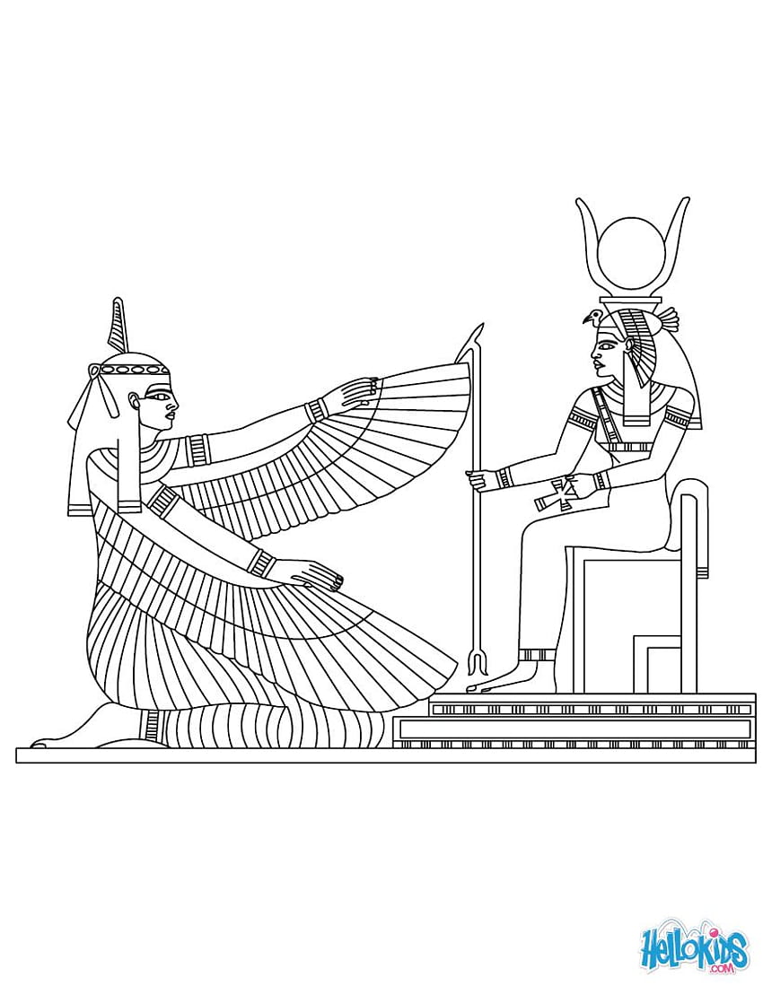 Maat & Isis Egyptian goddess & gods Coloring Page HD phone wallpaper