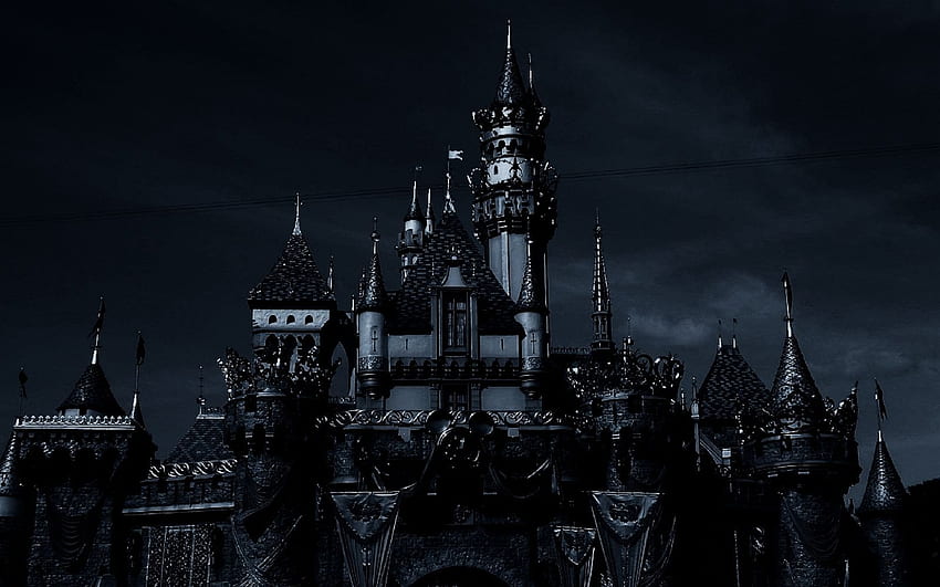 Castillo oscuro en la costa Fantasía. , Castillo Blanco y Negro fondo de pantalla