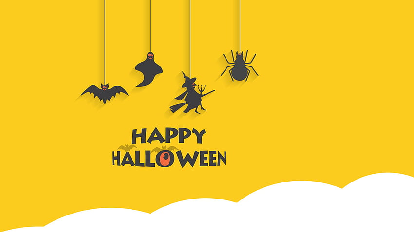 Happy Halloween, Minimal, Yellow, , Celebrations / Halloween,. for iPhone, Android, Mobile and HD wallpaper