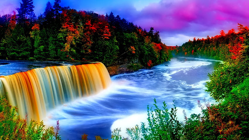 Rainbow Background Beautiful Waterfall - Novocom.top, Summer Waterfall HD wallpaper