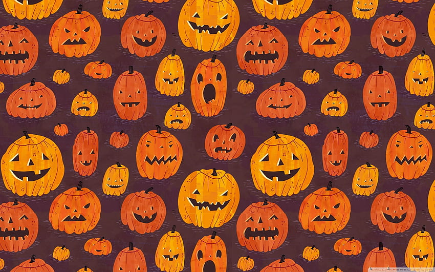Halloween Pumpkins Pattern ❤ for Ultra, Spooky Computer HD wallpaper