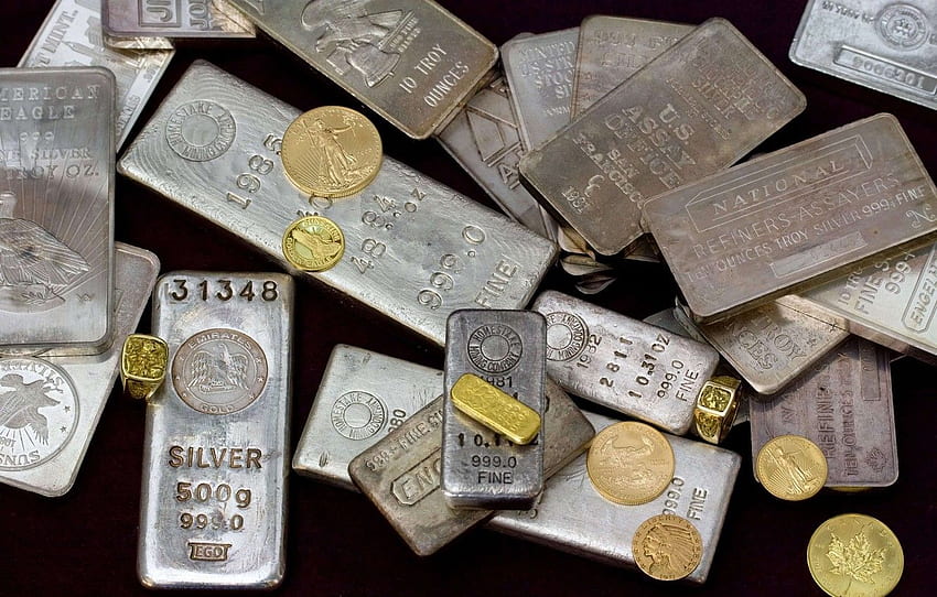 oro, monete, lingotti per , sezione макро, lingotti d'oro Sfondo HD