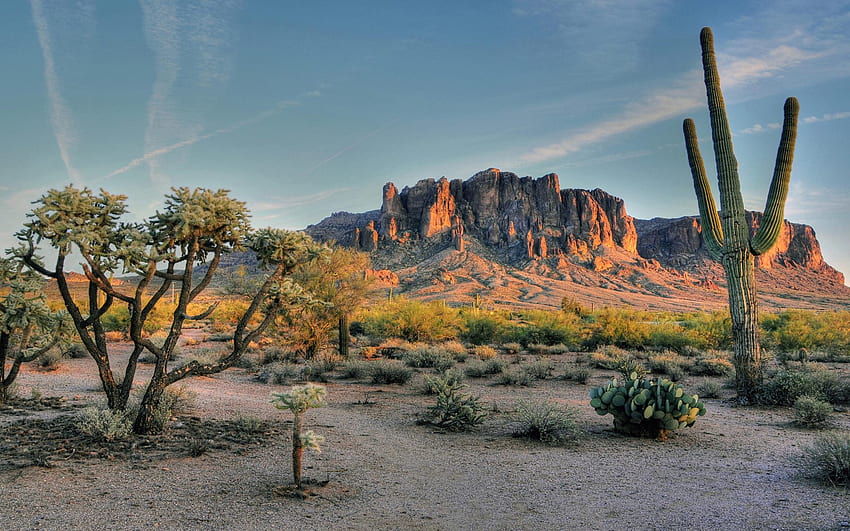 Montanhas da superstição Cordilheira em campo Phoenix Arizona EUA Paisagem Paisagens do deserto Tudo para o seu plano de fundo papel de parede HD