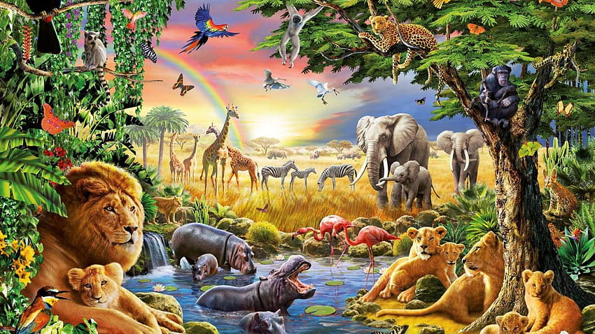 Jungle Animals Four PC and Mac, 1366 X 768 Wildlife HD wallpaper