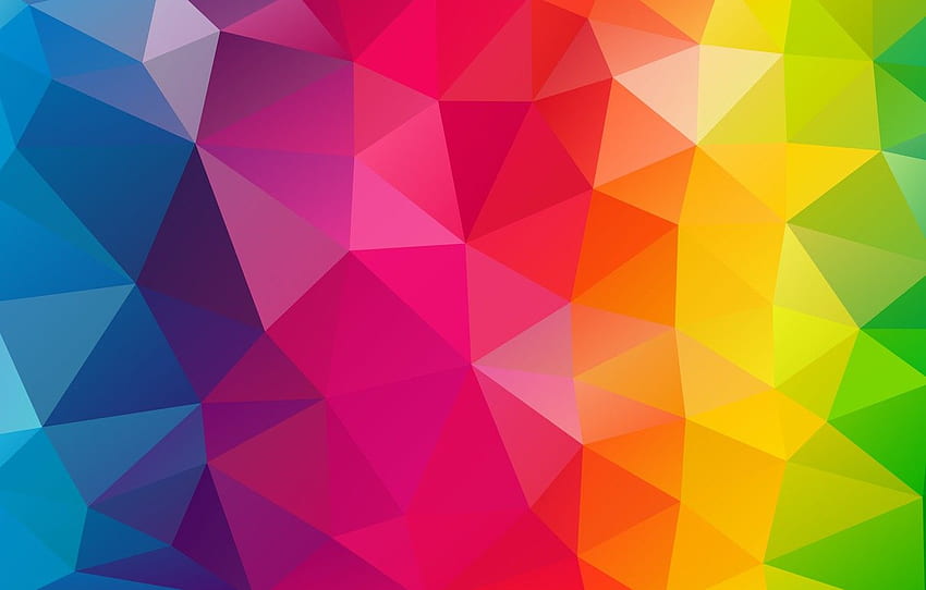 purple, light, line, orange, blue, red, yellow, pink, triangles, rainbow, texture, bending, faces, green, geometry, polygons for , section абстракции, Orange Blue Green HD wallpaper