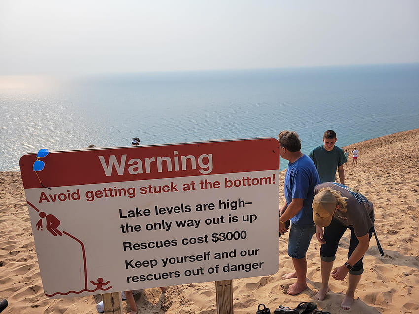 Warning Sign At Sleeping Bear Dunes National Lakeshore, Michigan. It Took Me About 30 Min To Climb : R Pics HD wallpaper