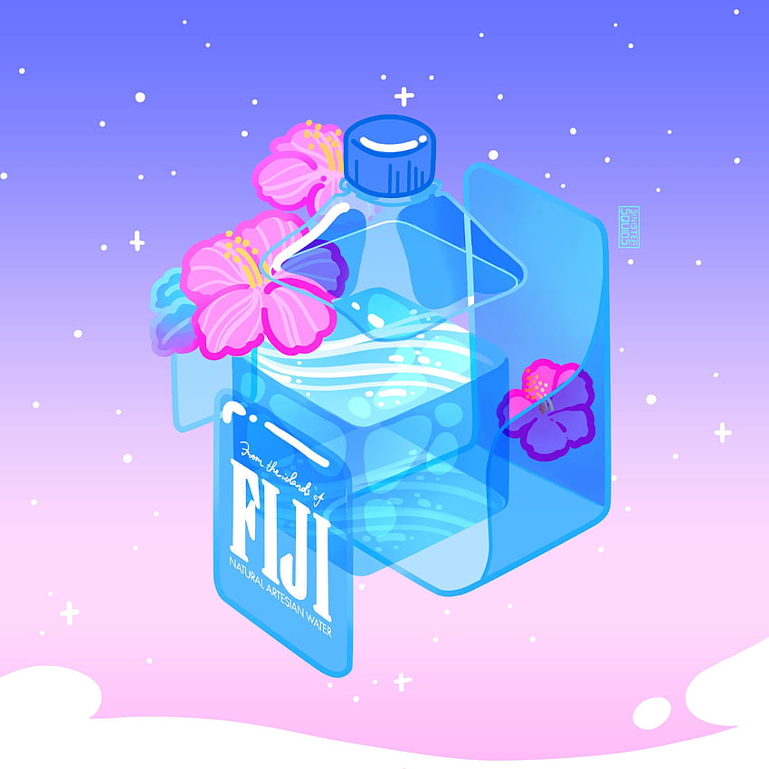 Holographic Fiji Water. Waterproof. Ramen Sticker. Aesthetic Anime Stickers. vaporwave Anime Lover. Laptop. Aesthetic anime, Vaporwave , Kawaii art HD phone wallpaper