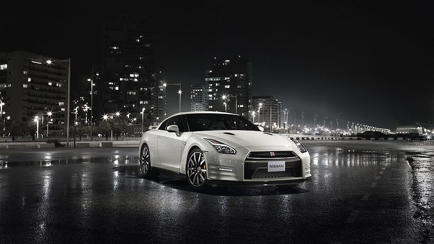 Nissan GTR, Black and White GTR HD wallpaper