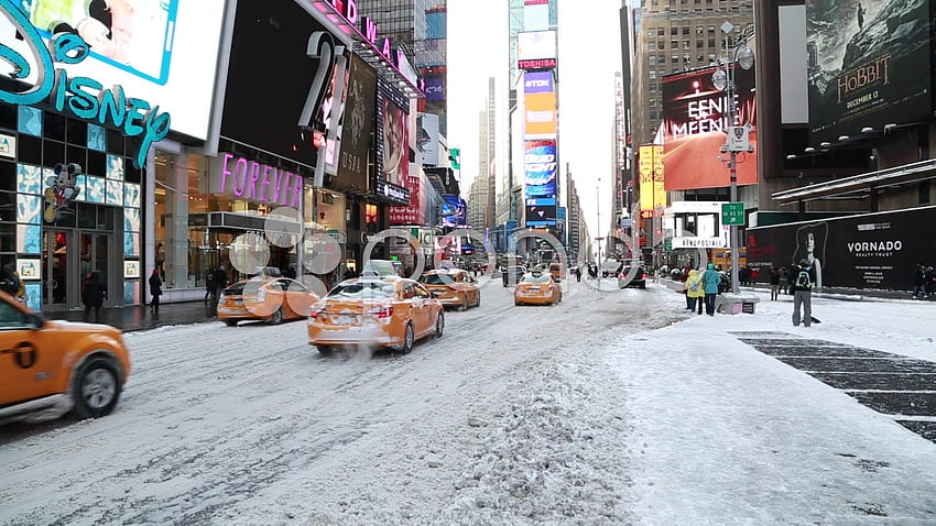 눈 내리는 뉴욕시 타임스퀘어 스톡 비디오, 타임스퀘어 겨울 HD 월페이퍼