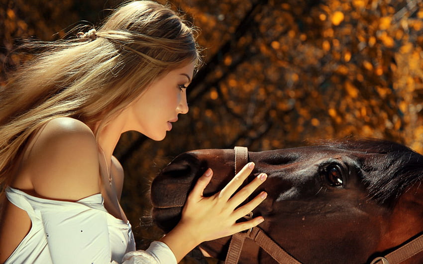 Horse, model, lady, pretty HD wallpaper