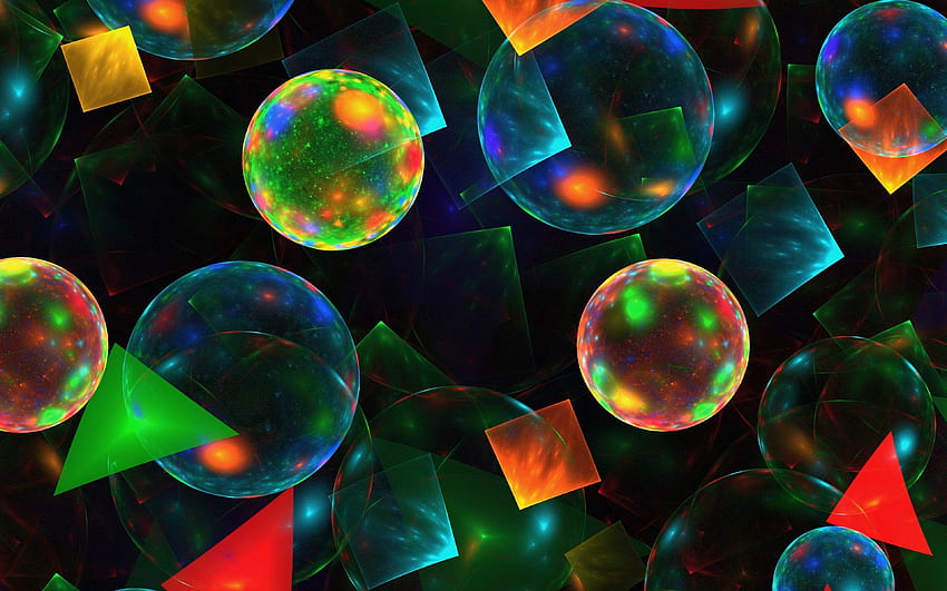 abstract glass bubbles, , artwork, abstract soap bubbles, creative, glass spheres, background with bubbles HD wallpaper