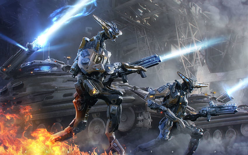 Sci Fi Robot War and Background, Epic Robot HD wallpaper