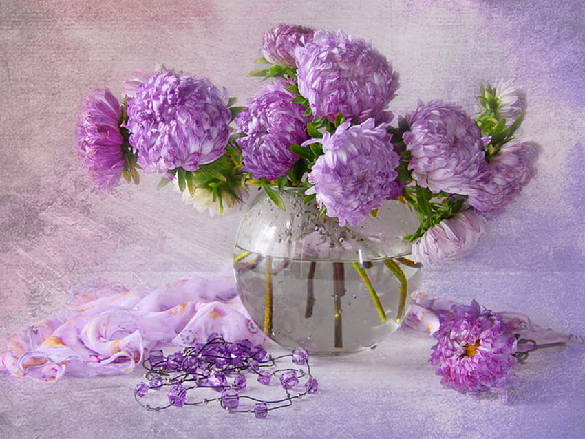Still life, bouquet, vase, beautiful, nice, delicate, pretty, flowers, lovely, harmony HD wallpaper