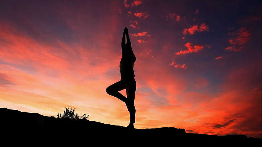 Yoga Exercise Sunset Shadow - - HD wallpaper