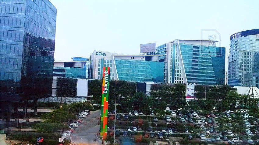 Cyber ​​City View z Gurgaon Rapid Metro w Indiach Tapeta HD