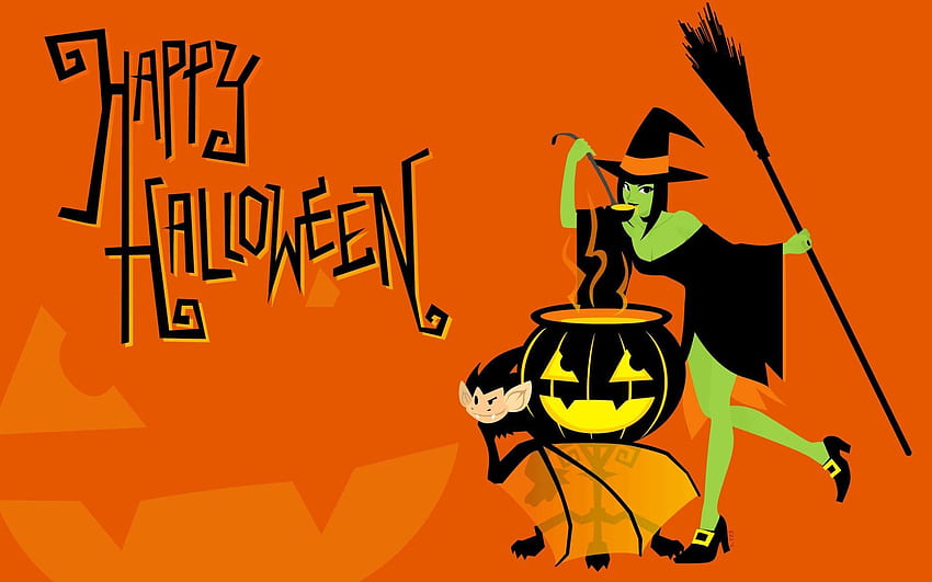 Честит фон за Хелоуин, анимационен Хелоуин HD тапет
