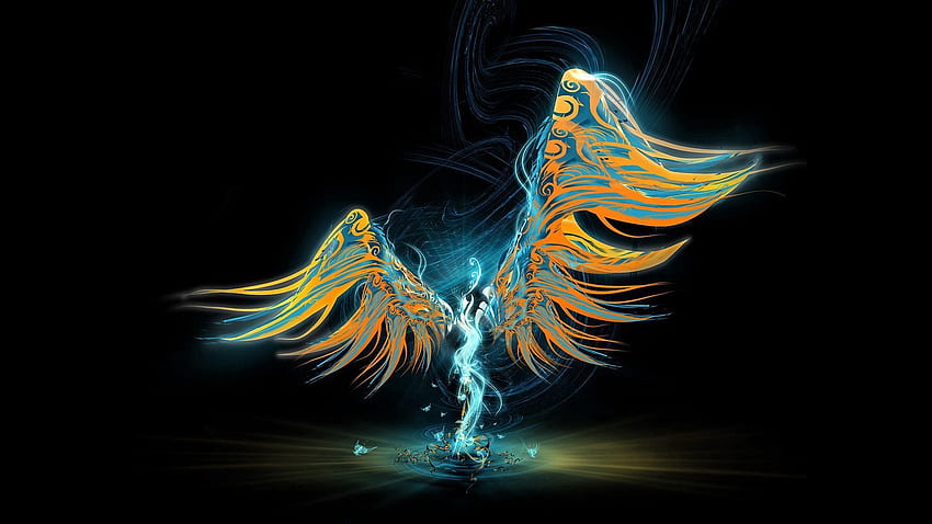 Abstract, Patterns, Shine, Light, Drawing, , Wings, Angel HD wallpaper