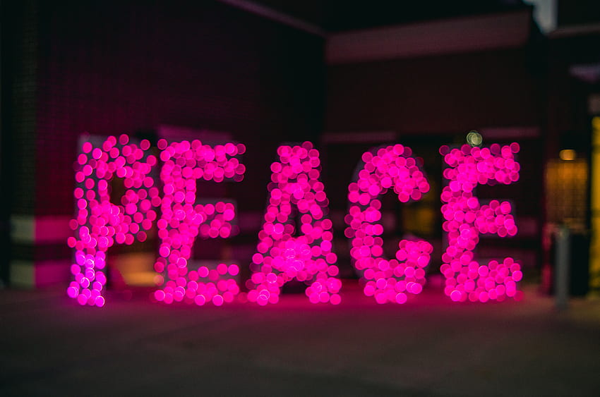 Tanda Cahaya Perdamaian Merah Muda · Stok, Neon Perdamaian Wallpaper HD