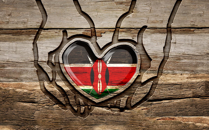 Ich liebe Kenia, Holzschnitzhände, Tag von Kenia, kenianische Flagge, Flagge von Kenia, pass auf Kenia auf, kreativ, Kenia-Flagge, Kenia-Flagge in der Hand, Holzschnitzerei, afrikanische Länder, Kenia HD-Hintergrundbild