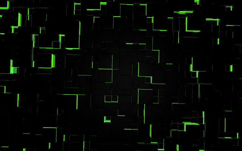 Green and black , digital art, abstract, black, Digital Green HD wallpaper