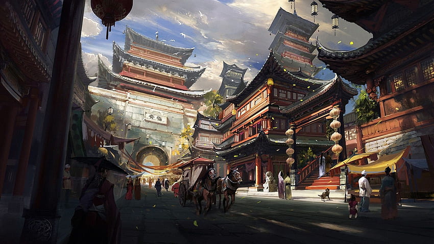 Altes China - , Altes China Hintergrund auf Fledermaus, alte chinesische Architektur HD-Hintergrundbild