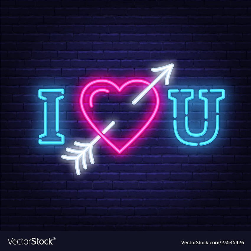 Aku mencintaimu hati neon dengan tanda panah Vektor Royalti. Cinta, Cinta Cahaya Neon wallpaper ponsel HD