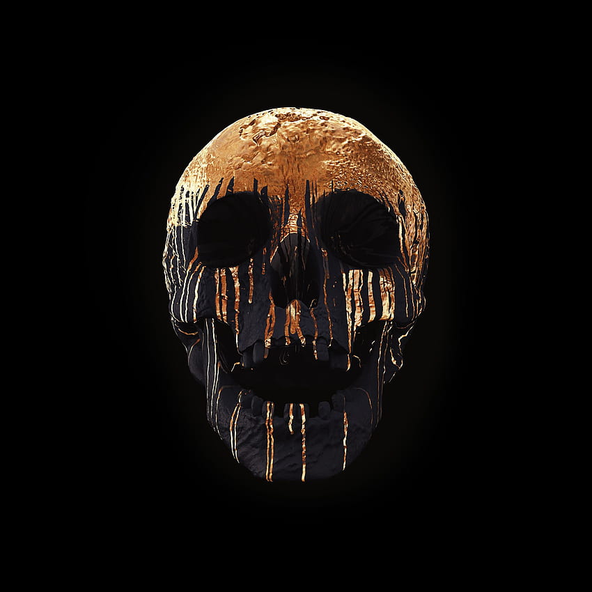 Aesthetic Skull, Black and Gold Skull HD phone wallpaper