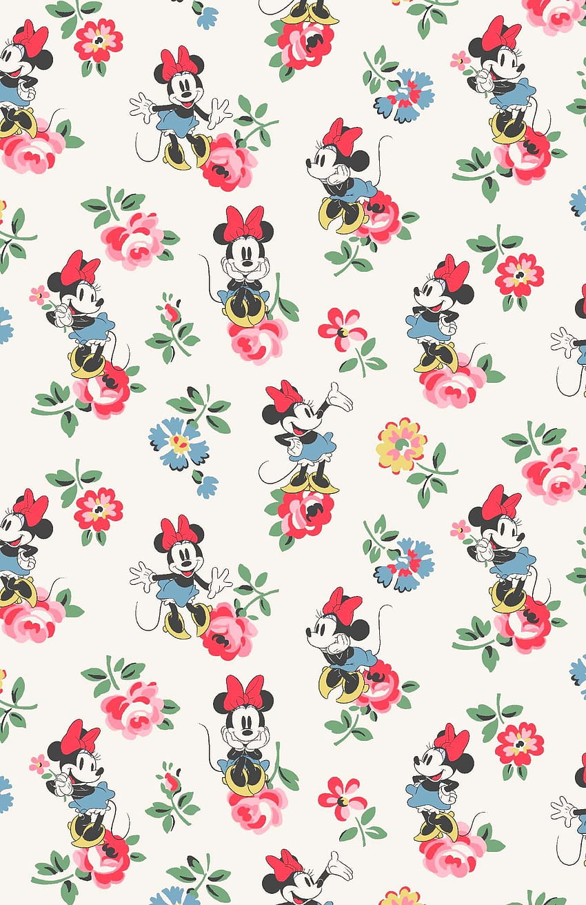 Minnie Mews Ditsy And Minnie Linen Sprig - iPhone Disney Phone Background -, Мини Маус HD тапет за телефон