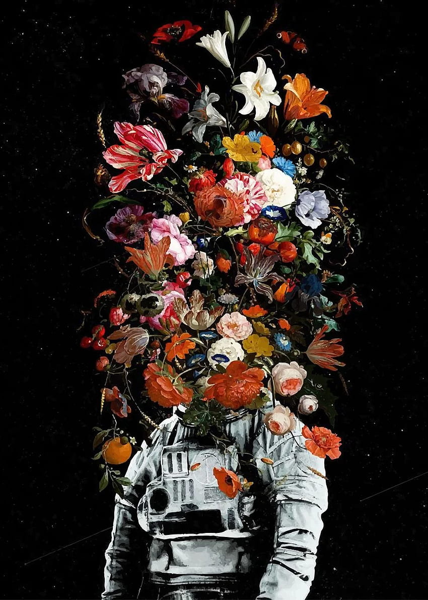 Floral Astronaut Poster By Theslayone Fayssal Displate Space Art