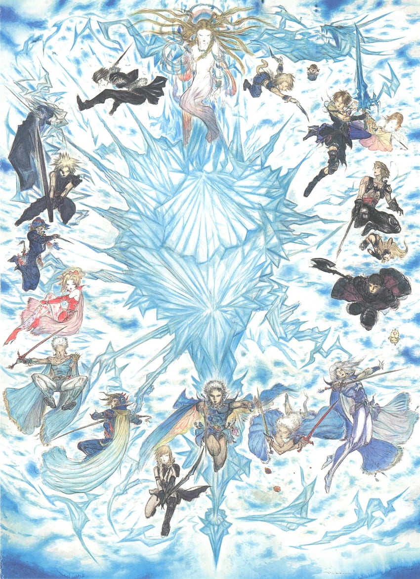 Yoshitaka Amano - Final Fantasy 25th Anniversary Poster - & Background HD phone wallpaper