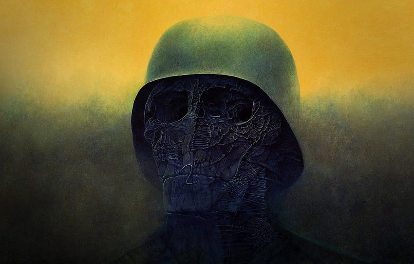 смърт, череп, ужас, шлем, изкуство, мутант, орбита, Zdzisław Beksiński за , раздел разное, Zdzislaw HD тапет