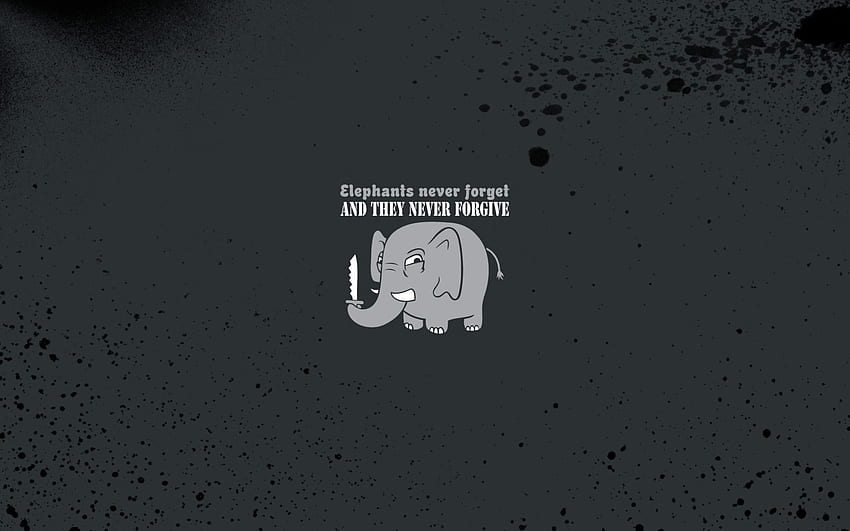 minimalistic, humor, funny, typography, never forget, knives, elephants - HD wallpaper