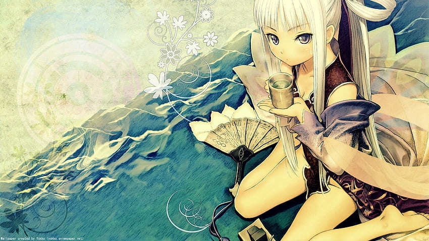 Anime, Mädchen, Tee, Fan HD-Hintergrundbild