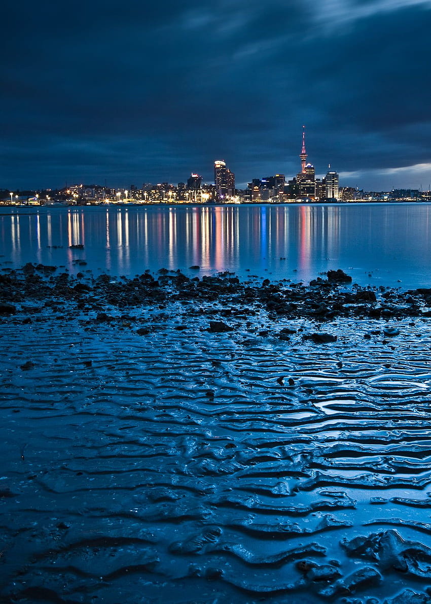 High rise buildings with lights, auckland HD phone wallpaper