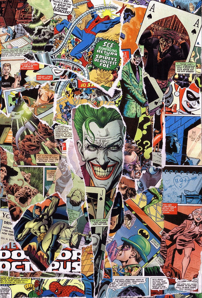 Batman y collage - Collage cómico, Collage de Batman fondo de pantalla del teléfono