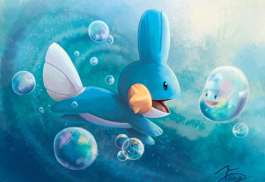 azul azul piel burbuja criatura buceo mudkip no humanos pokemon, Kawaii Mudkip fondo de pantalla