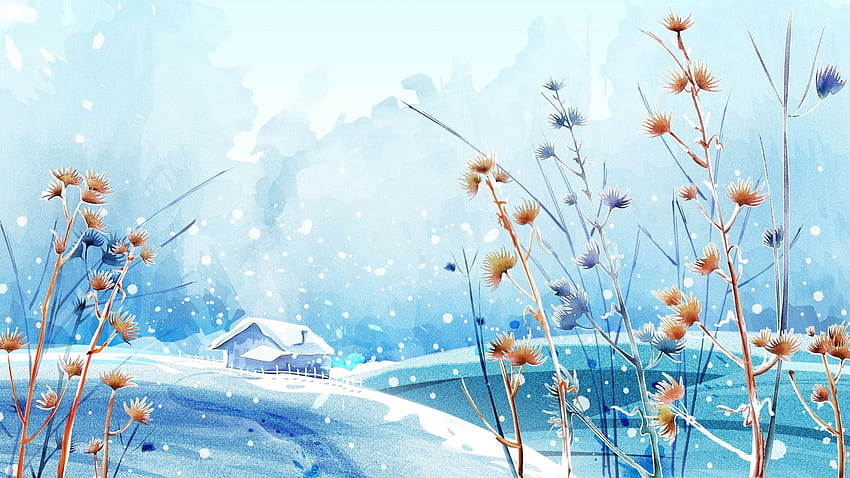 Nature Anime winter Scenery Background . Resources, Snow Scenery Anime ...
