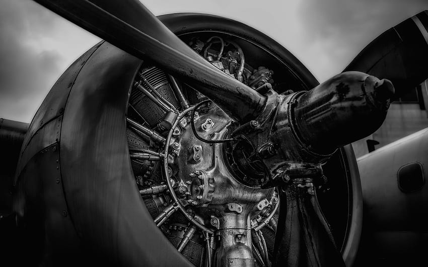 Propeller Background. Propeller Parallax , Propeller Aircraft and Propeller, Black and White Airplane HD wallpaper