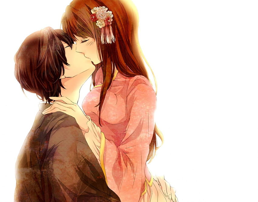 Casal beijo de anime papel de parede HD