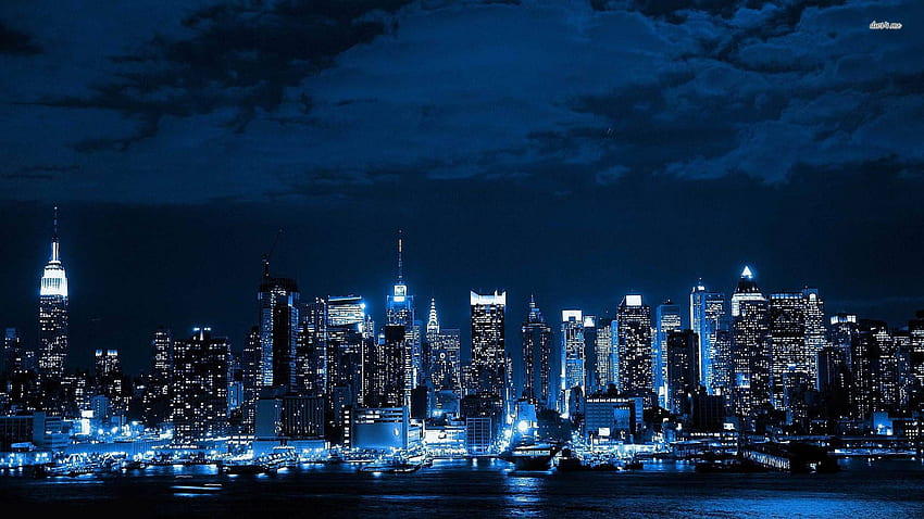 夜のニューヨーク市。 2019 年にゴッサム シティ、街並みニューヨーク冬 高画質の壁紙