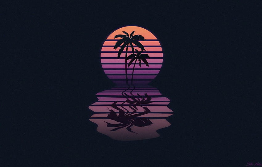 Music, Neon, Palm trees, Mesh, Background, Synthpop, Darkwave, Synth, Retrowave, Synthwave, Synth pop, Stas Fedorov, New Retro Wave, Ox for , section музыка HD wallpaper