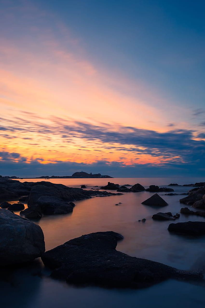 Steine, Meer, Himmel, Abend, Küste, Mittelmeer, - Mittelmeer iPhone - & Hintergrund HD-Handy-Hintergrundbild