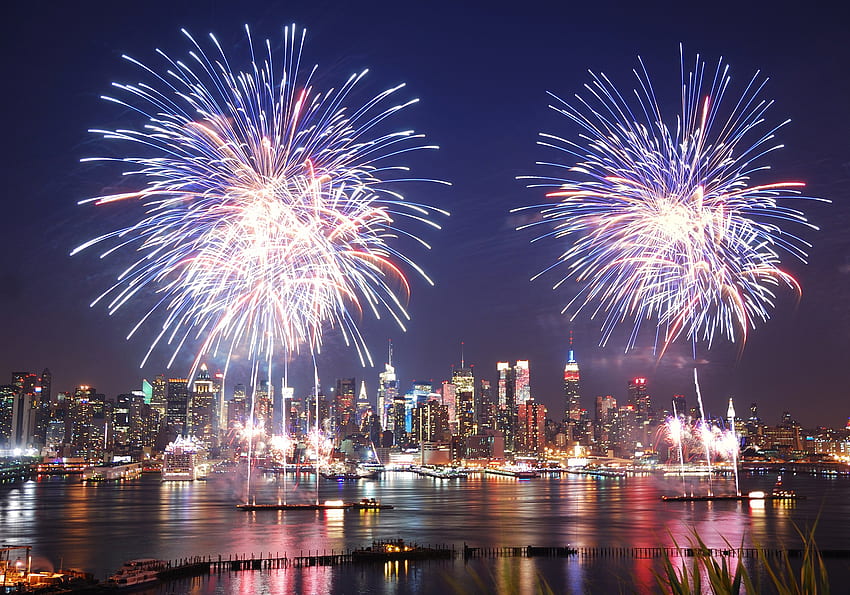 วันที่ 4 กรกฎาคม วันประกาศอิสร สหรัฐอเมริกา อเมริกา สหรัฐอเมริกา วันหยุด ธง นิวยอร์ก ดอกไม้ไฟ / และพื้นหลังมือถือ วอลล์เปเปอร์ HD