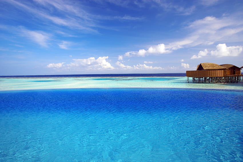 Natur, Meer, Tropen, Malediven, Bungalow HD-Hintergrundbild
